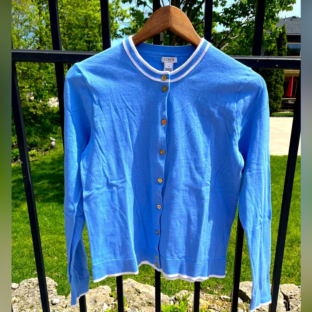 J. Crew Jackie Blue Cardigan, Size Medium.